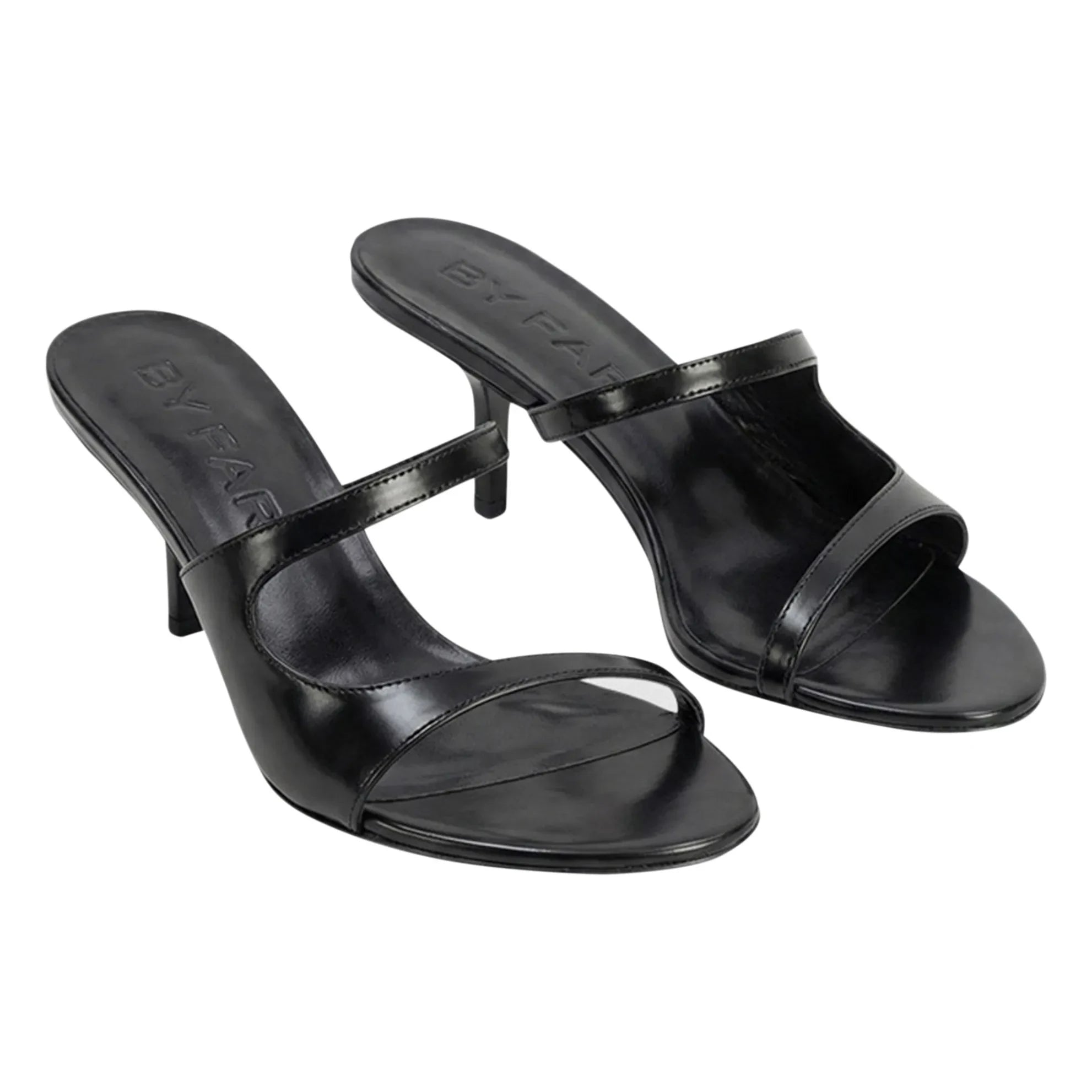 BY FAR - Serena Stiletto-Absatzschuhe aus semi-glänzendem Leder | Schwarz