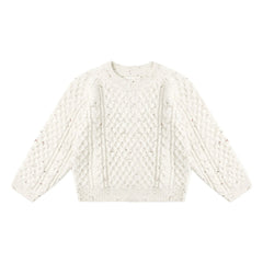 Rylee + Cru - Zopfstrickpullover Chiné | Naturweiß