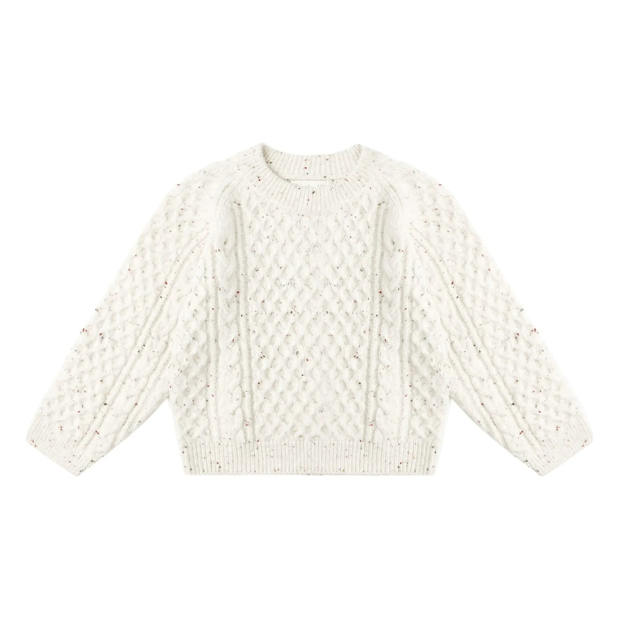 Rylee + Cru - Zopfstrickpullover Chiné | Naturweiß