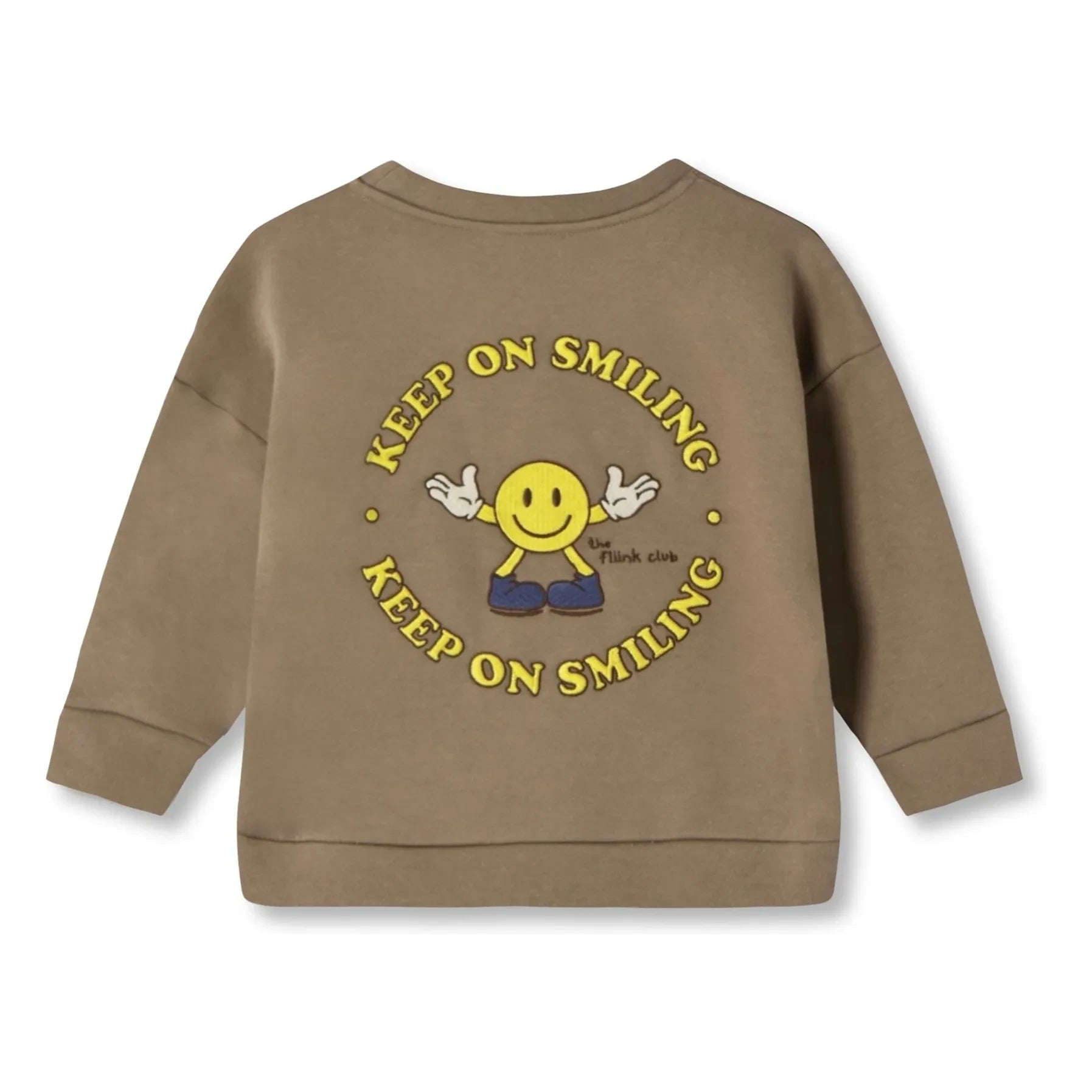 Fliink - Alvin Smiley Bio-Baumwoll-Sweatshirt | Taupe Braun