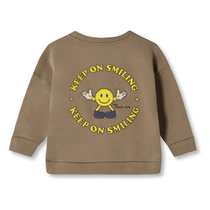 Fliink - Alvin Smiley Bio-Baumwoll-Sweatshirt | Taupe Braun