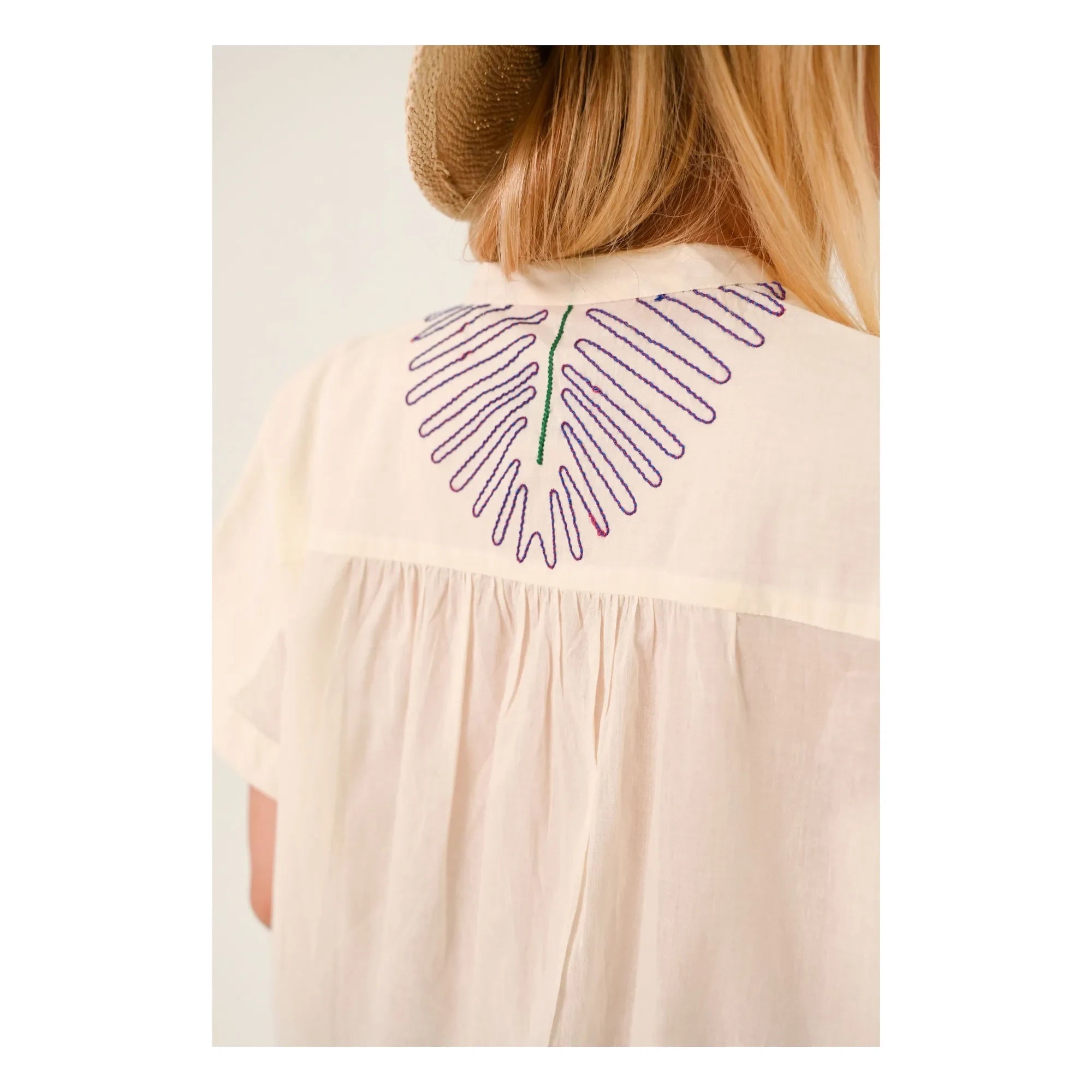 Sacrécoeur - Maya Taro Bestickte Bluse Baumwoll-Voile | Weiß