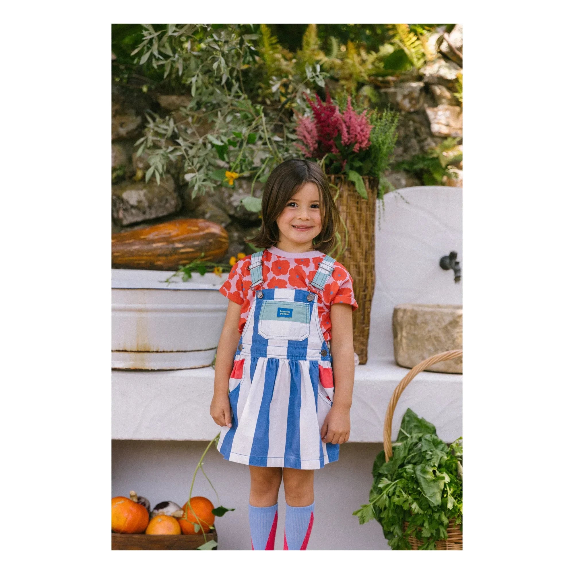 Favorite People - Blau gestreifter Capri-Jumpsuit