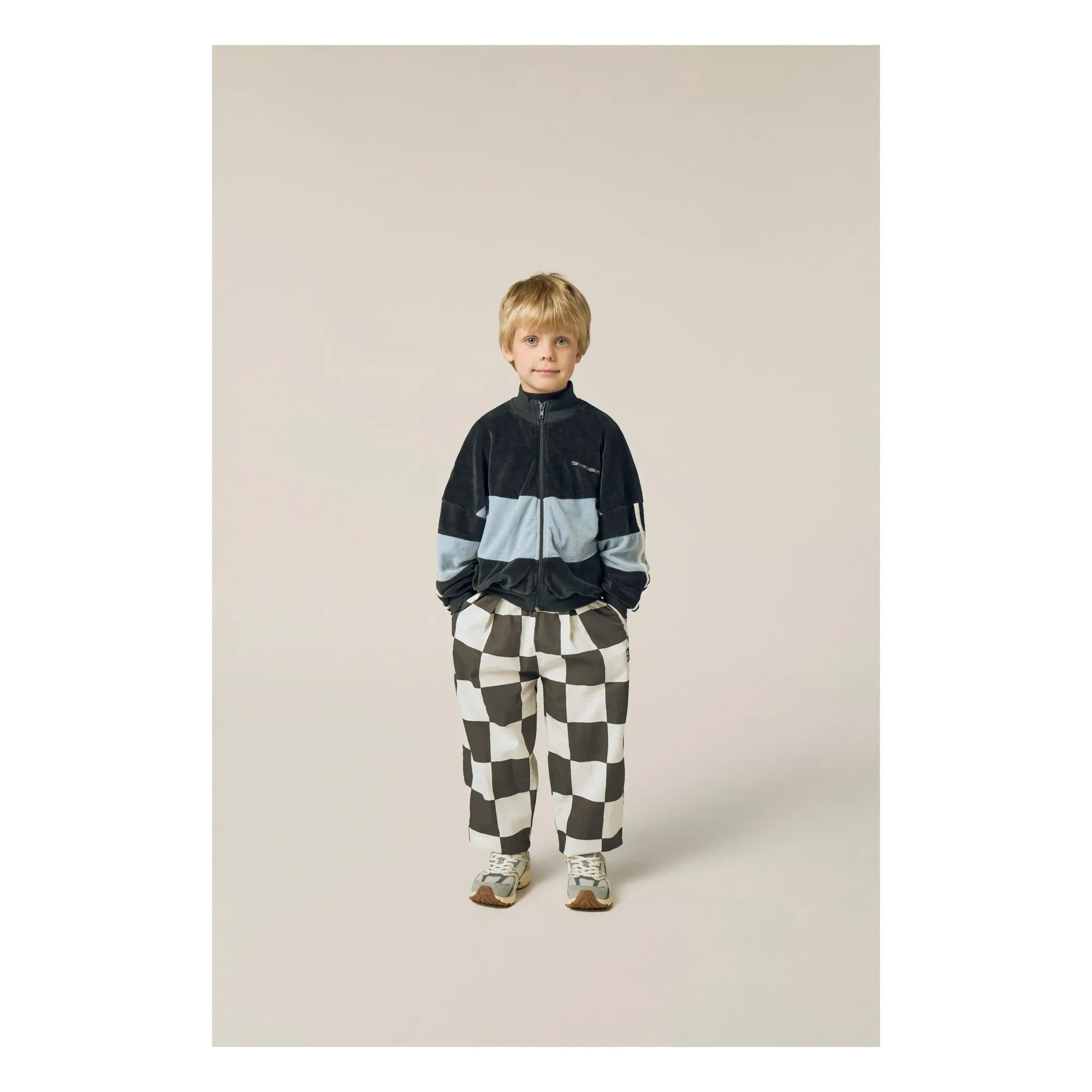 The Campamento - Renk bloklu kadife sweatshirt | Kömür grisi