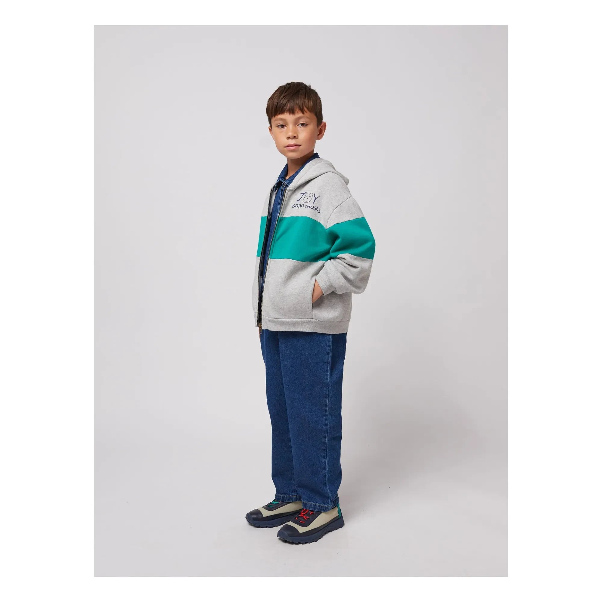 Bobo Choses - Joy Sweatshirt mit Reißverschluss aus Bio-Baumwolle | Grau meliert