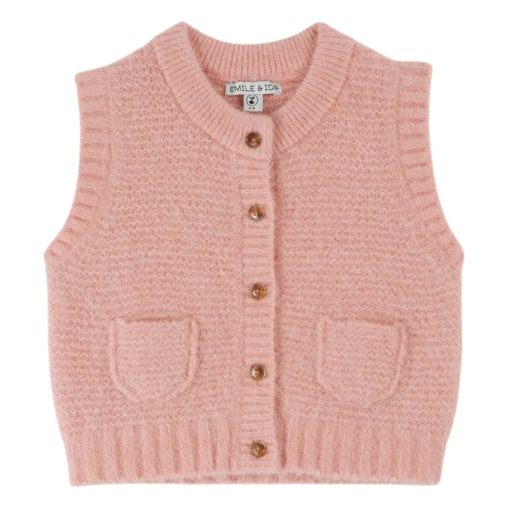 Emile et Ida - Ärmellose Strickjacke aus Merinowolle | Hellrosa