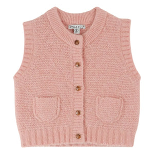 Emile et Ida - Ärmellose Strickjacke aus Merinowolle | Hellrosa