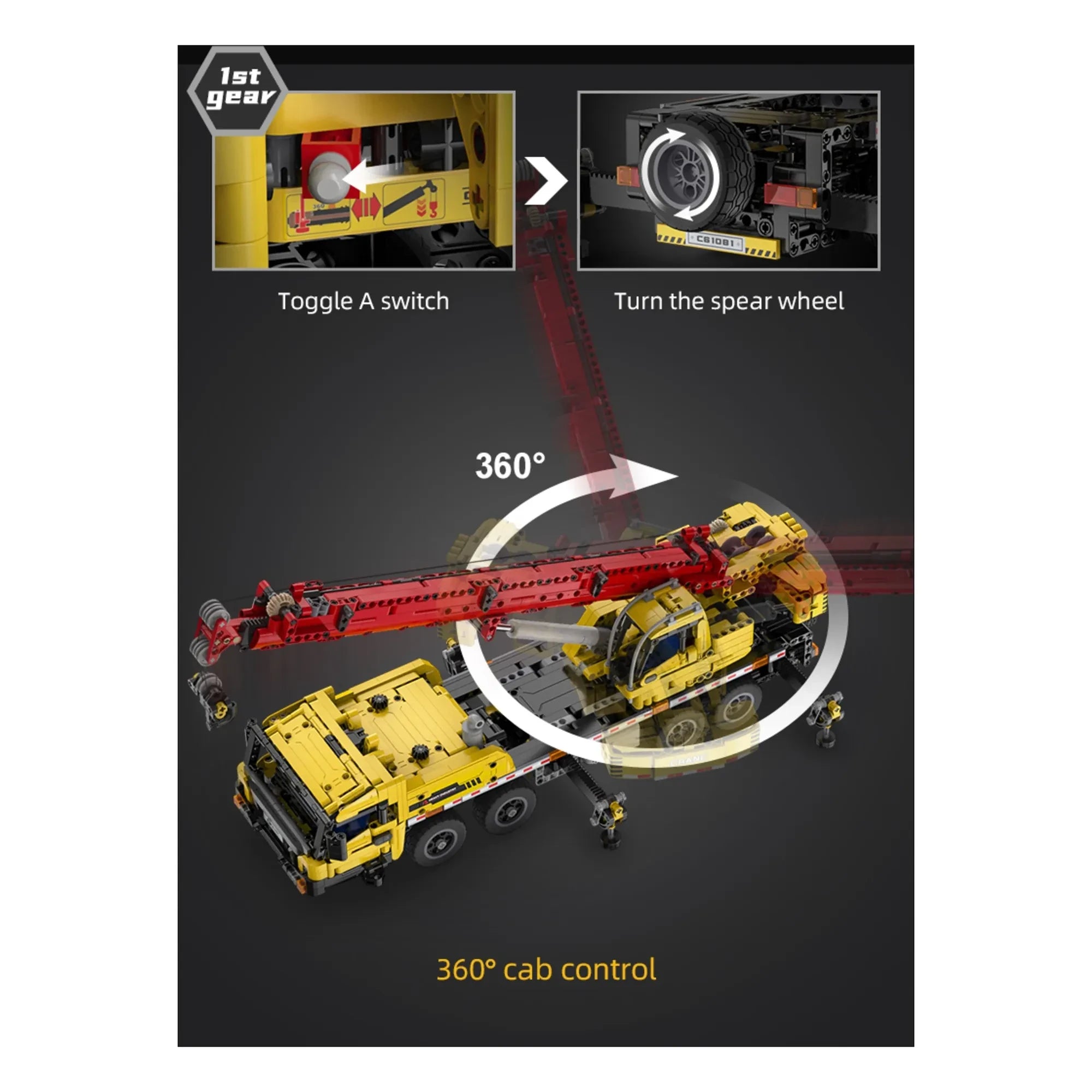 Cada - Baukasten Multifunktionaler Kranwagen - 1.831 Teile