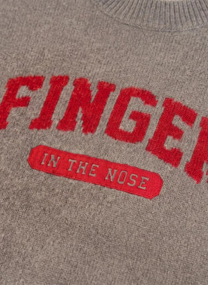 Finger in der Nase - Mathis Merino Wollpullover | Hellgrau meliert