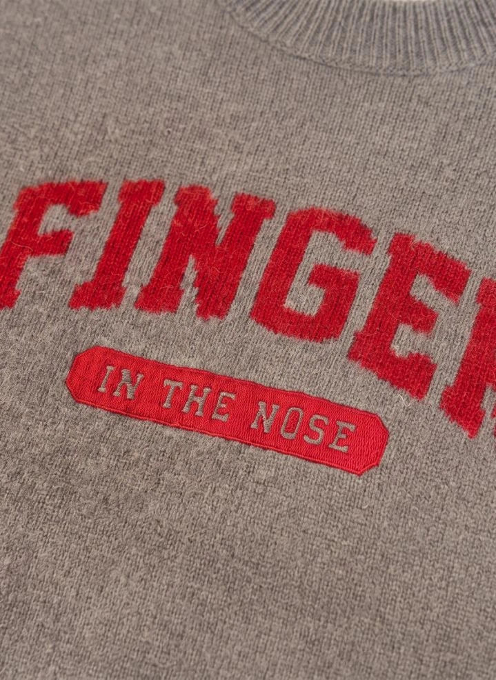 Finger in der Nase - Mathis Merino Wollpullover | Hellgrau meliert