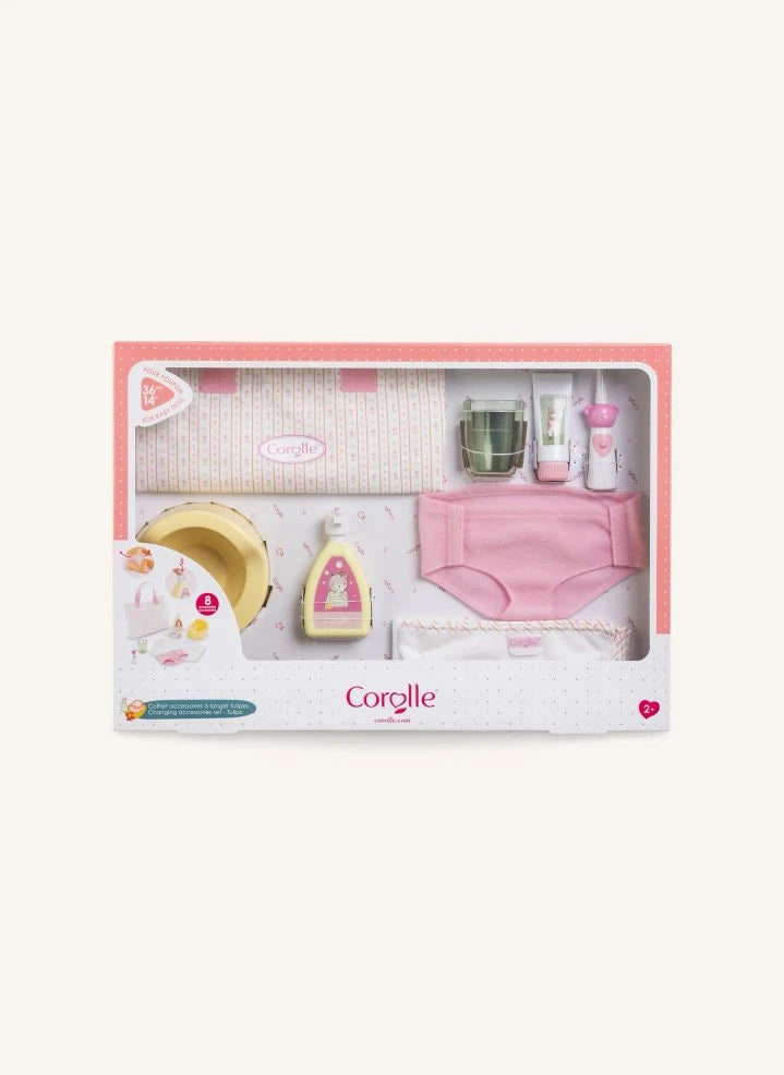 Corolle - Tulpen Baby Wickelzubehör Set | Rosa