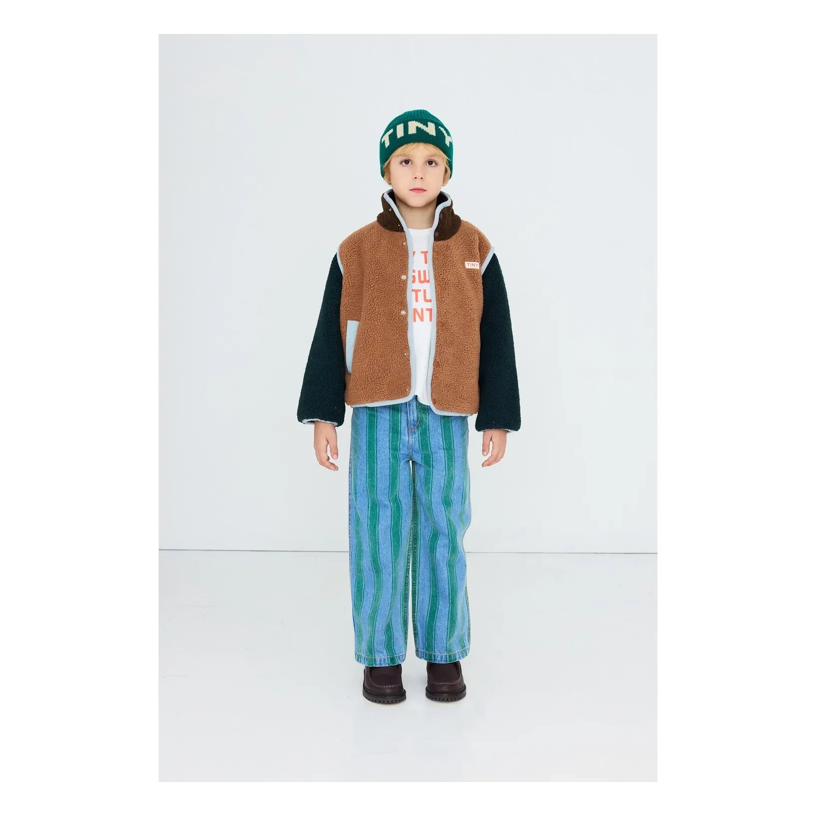 Tinycottons – Sherpa-Jacke mit Farbblock-Design | Braun