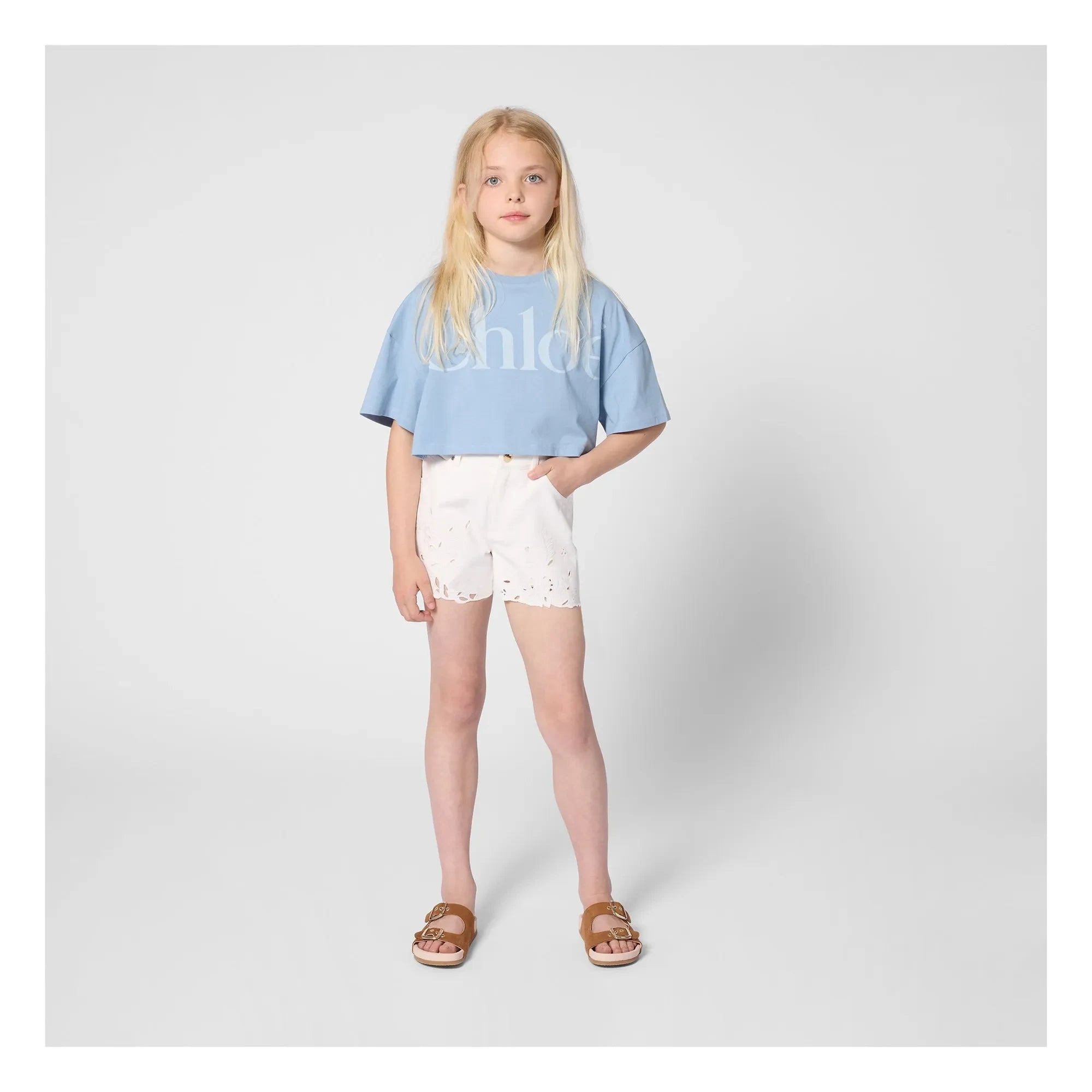 Chloé – Bestickte Shorts aus Bio-Baumwolle | Weiß