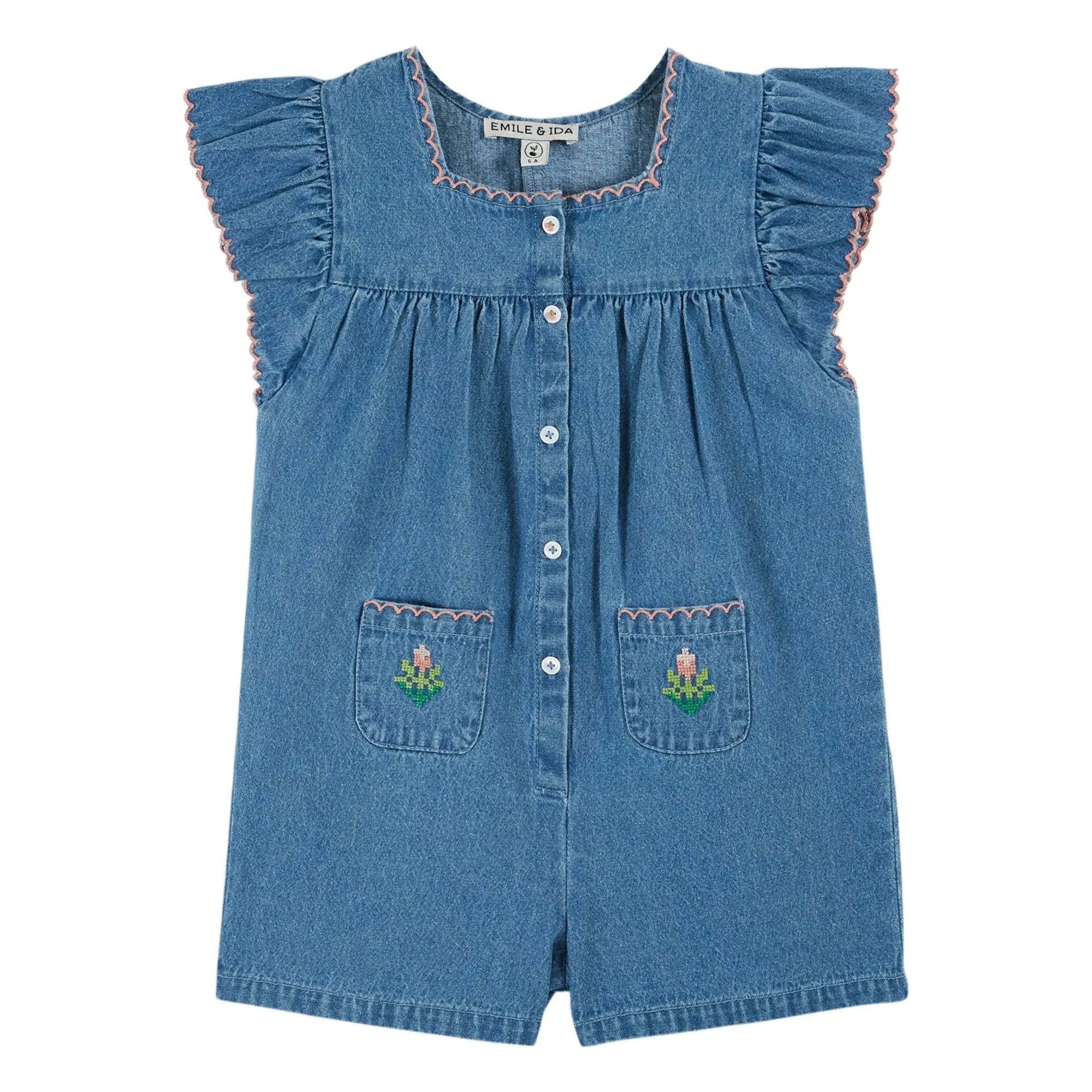 Emile et Ida - Bestickter Denim-Overall | Blau