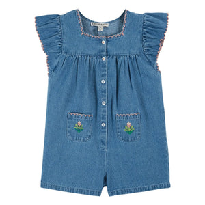 Emile et Ida - Bestickter Denim-Overall | Blau