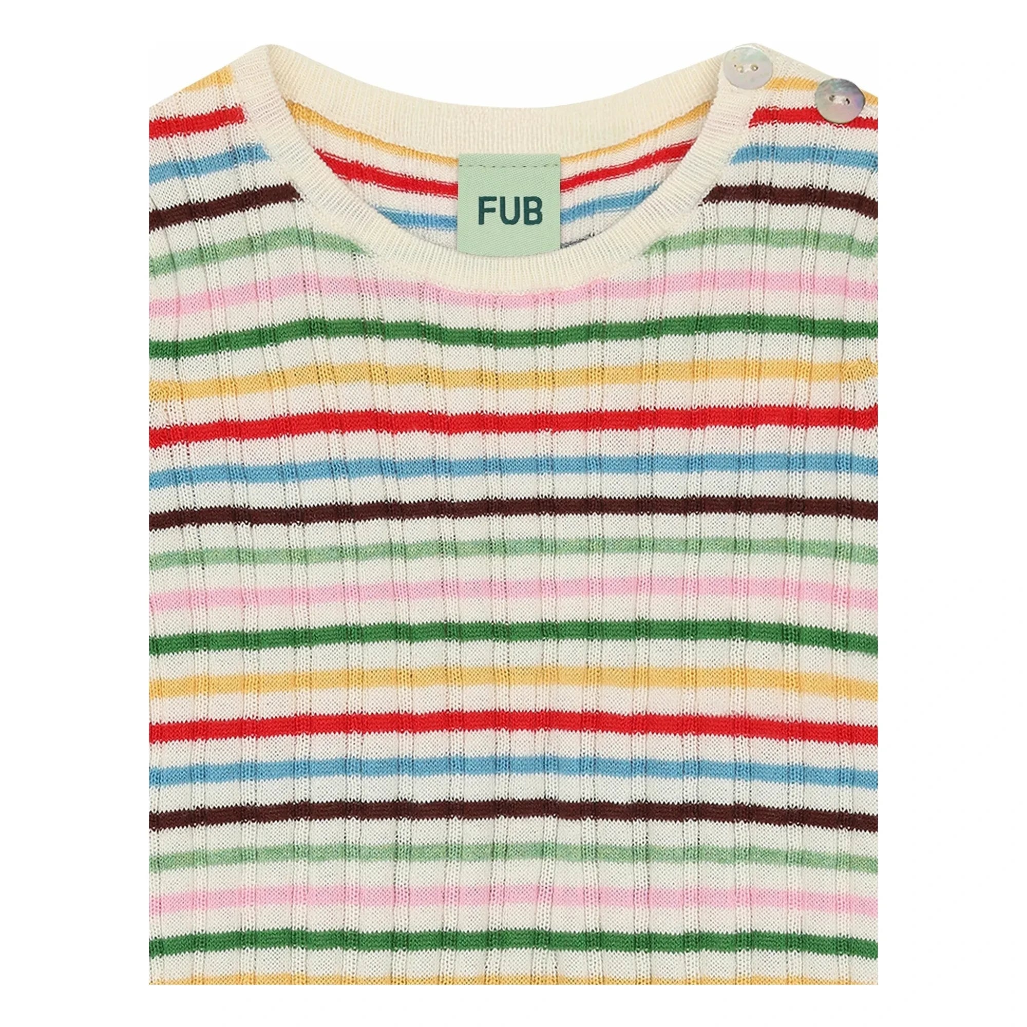 FUB – Fein gestrickter Body aus Bio-Baumwolle mit roten Rippen
