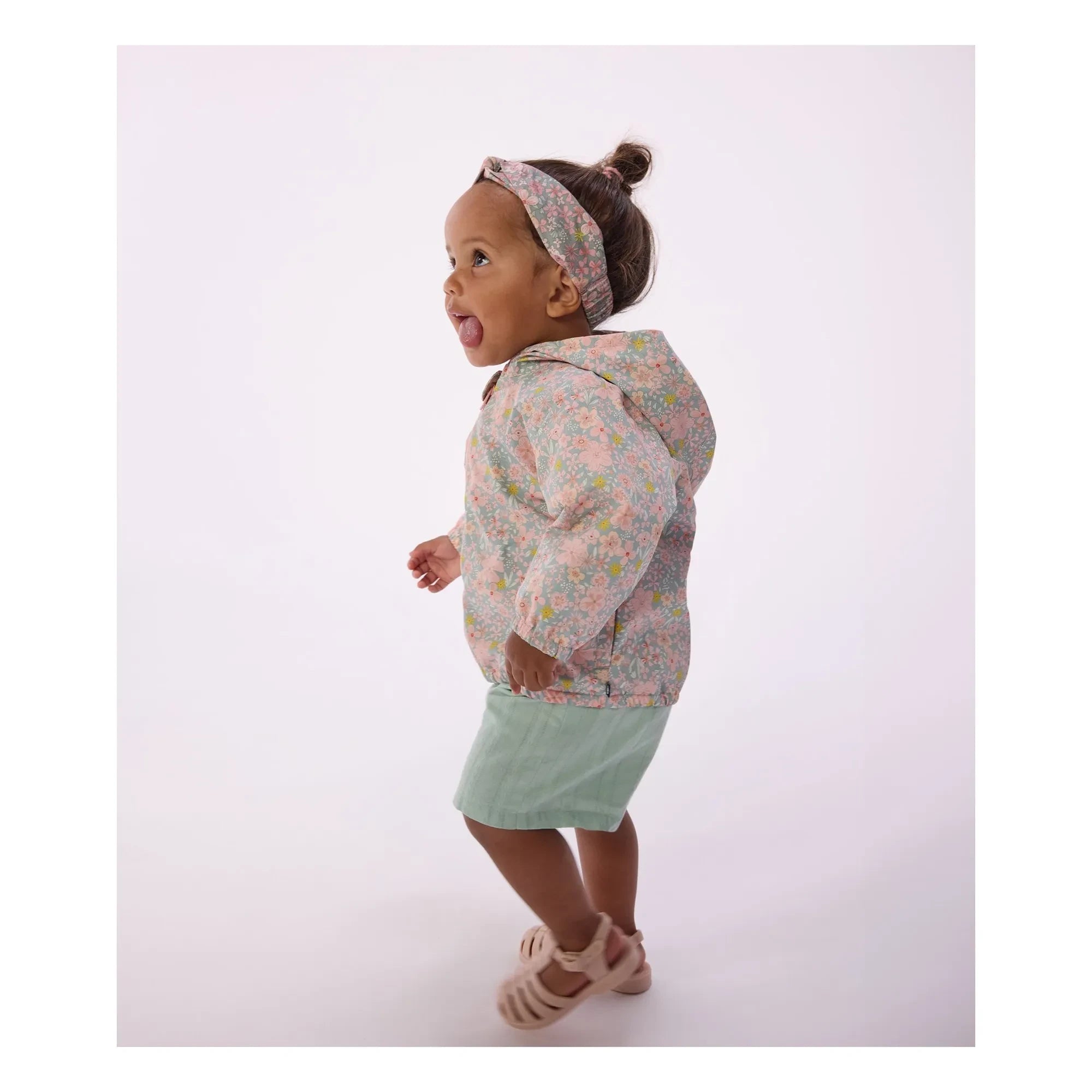 Petit Bateau - Windbreaker mit Blumenmuster aus recycelter Faser Baby | Türkis