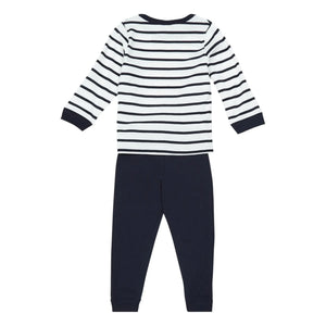 Petit Bateau - Trexo Gestreifter Schlafanzug | Marineblau