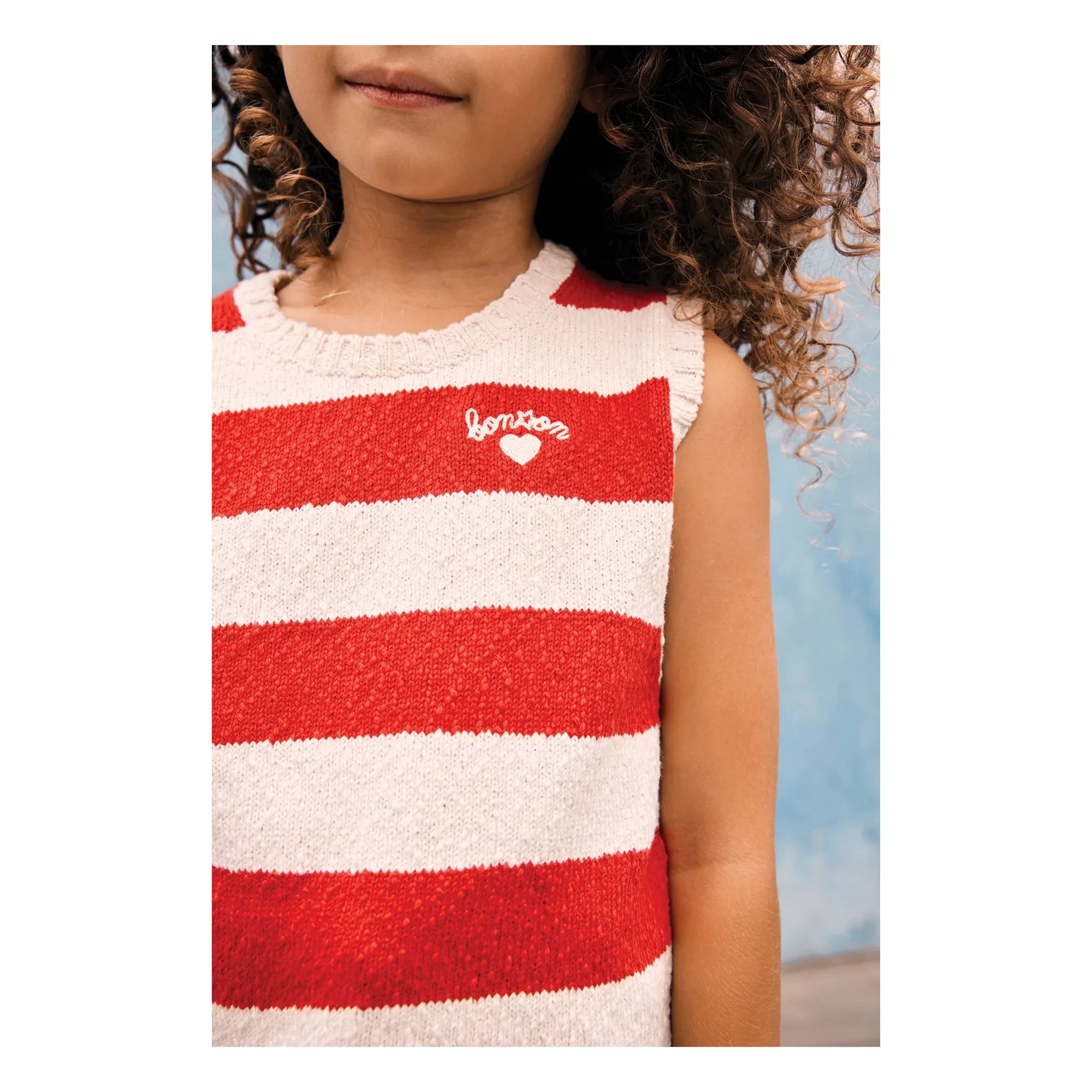 Bonton - Gestreiftes Mesh-Tanktop | Vermillion