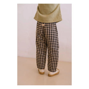Studio Bohème - Cousin Vichy Hose aus Bio-Baumwollgaze | Schwarz