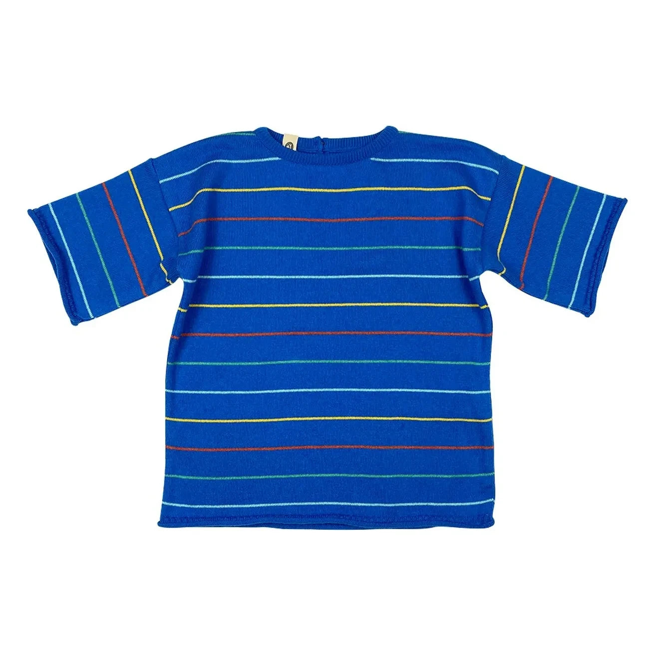 Bayiri - Gestreiftes T-Shirt aus Bio-Baumwolle mit Pflanzenmotiv | Blau