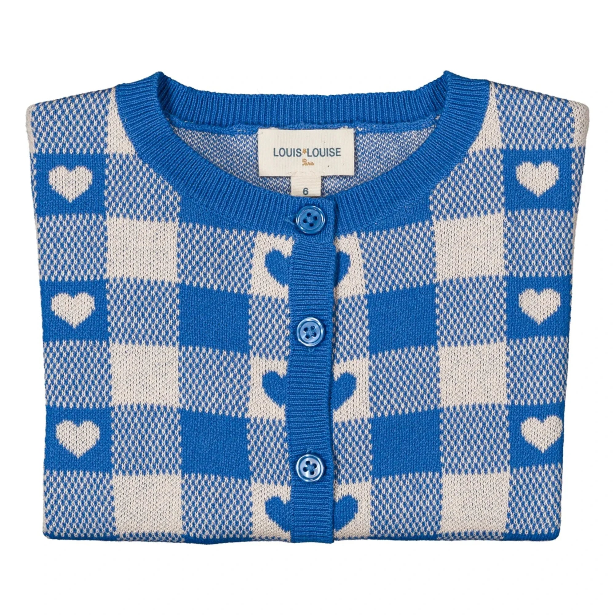 Louis Louise - Mayo Hearts Ekose Hırka | Azure blue