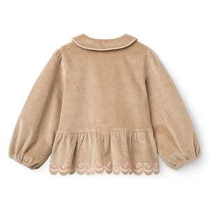 Copenhagen Colors - Bestickte Bluse aus Bio-Baumwolle, gerippter Samt | Beige