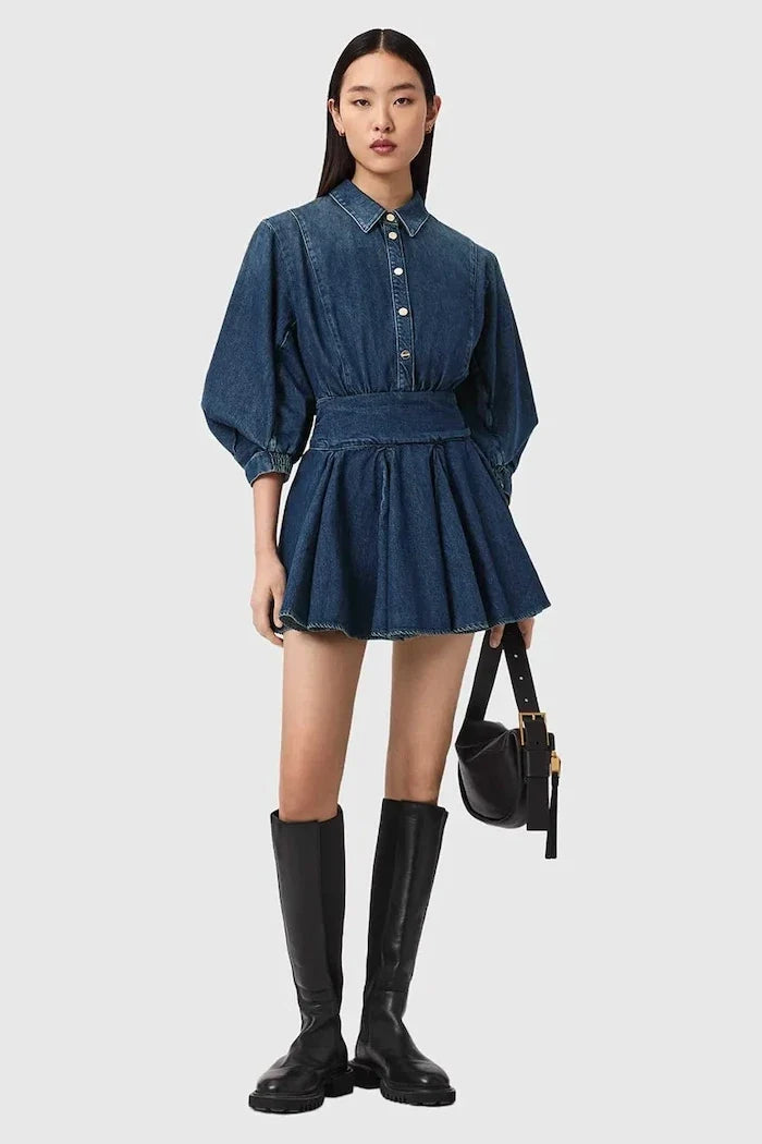 AllSaints ARLO Denim İspanyol Elbise