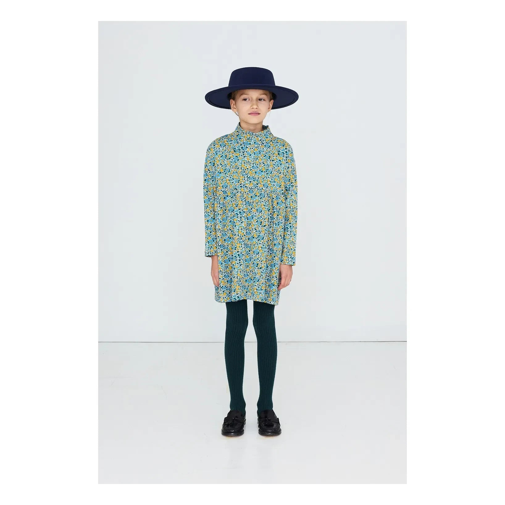 Tinycottons – Kleid aus Bio-Baumwollcord mit Blumenmuster | Blau