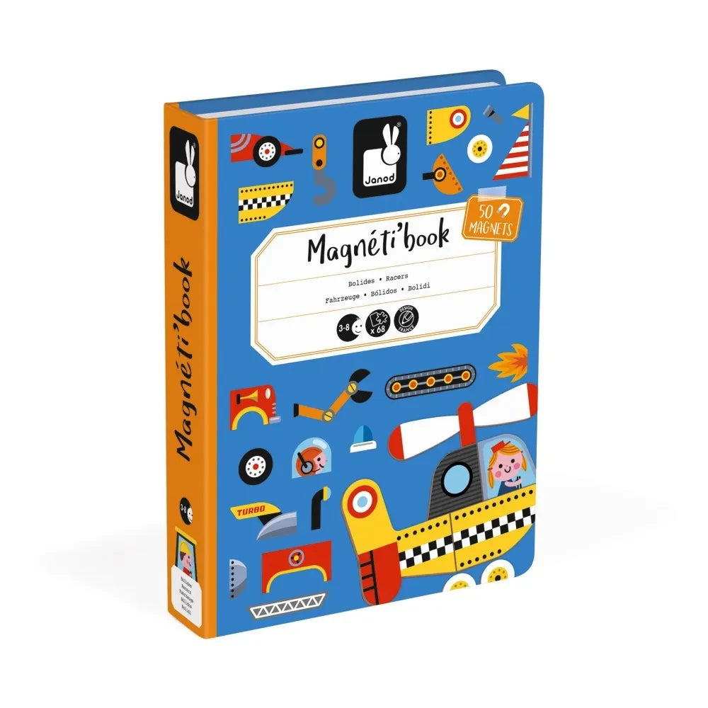 Janod - Rennauto Magnetbuch - 50 Magnete
