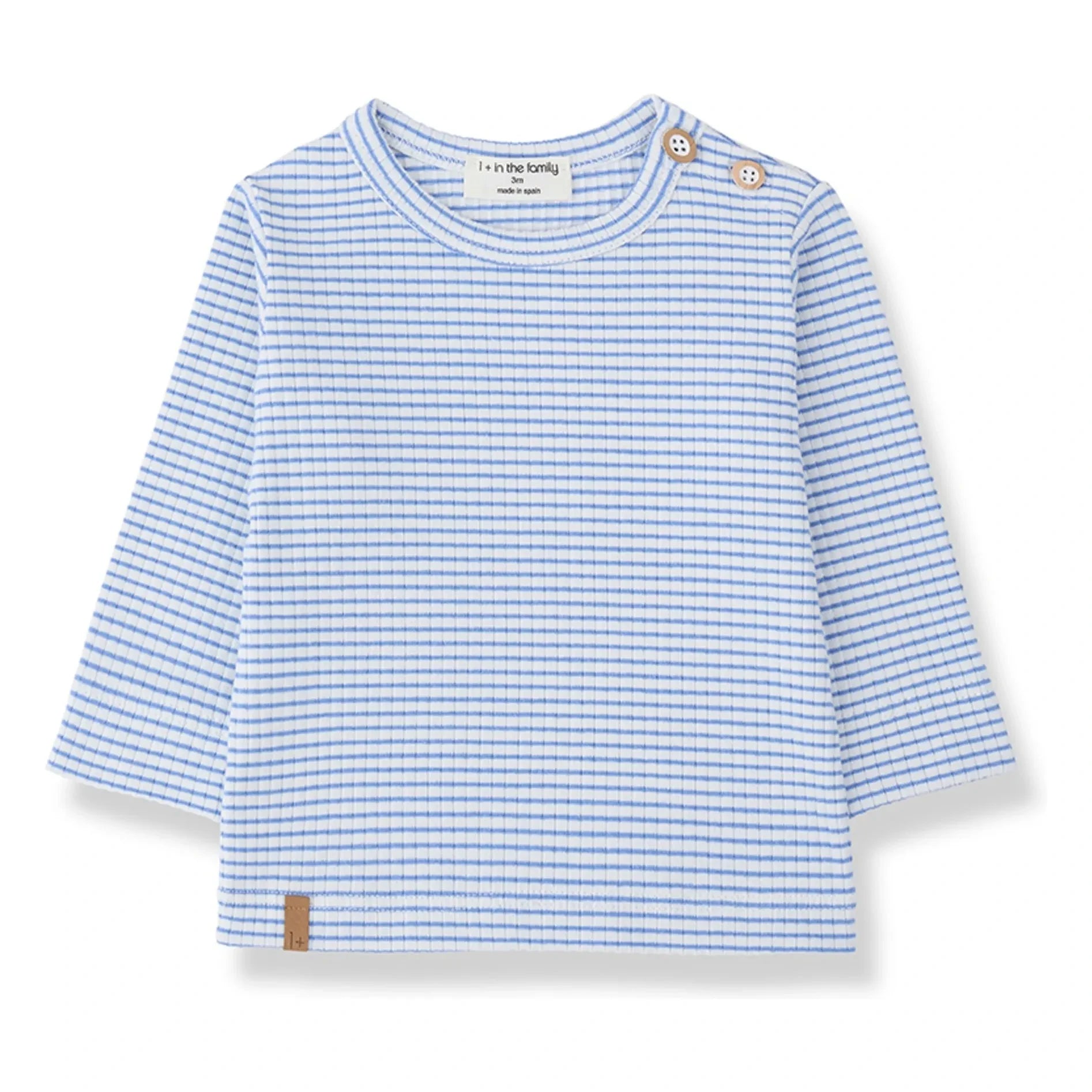 1+ in the family - Perello Rippstrick-Gestreiftes T-Shirt | Hellblau