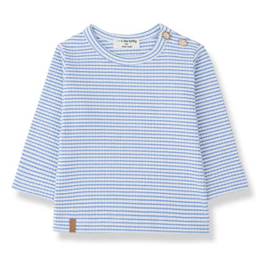 1+ in the family - Perello Rippstrick-Gestreiftes T-Shirt | Hellblau