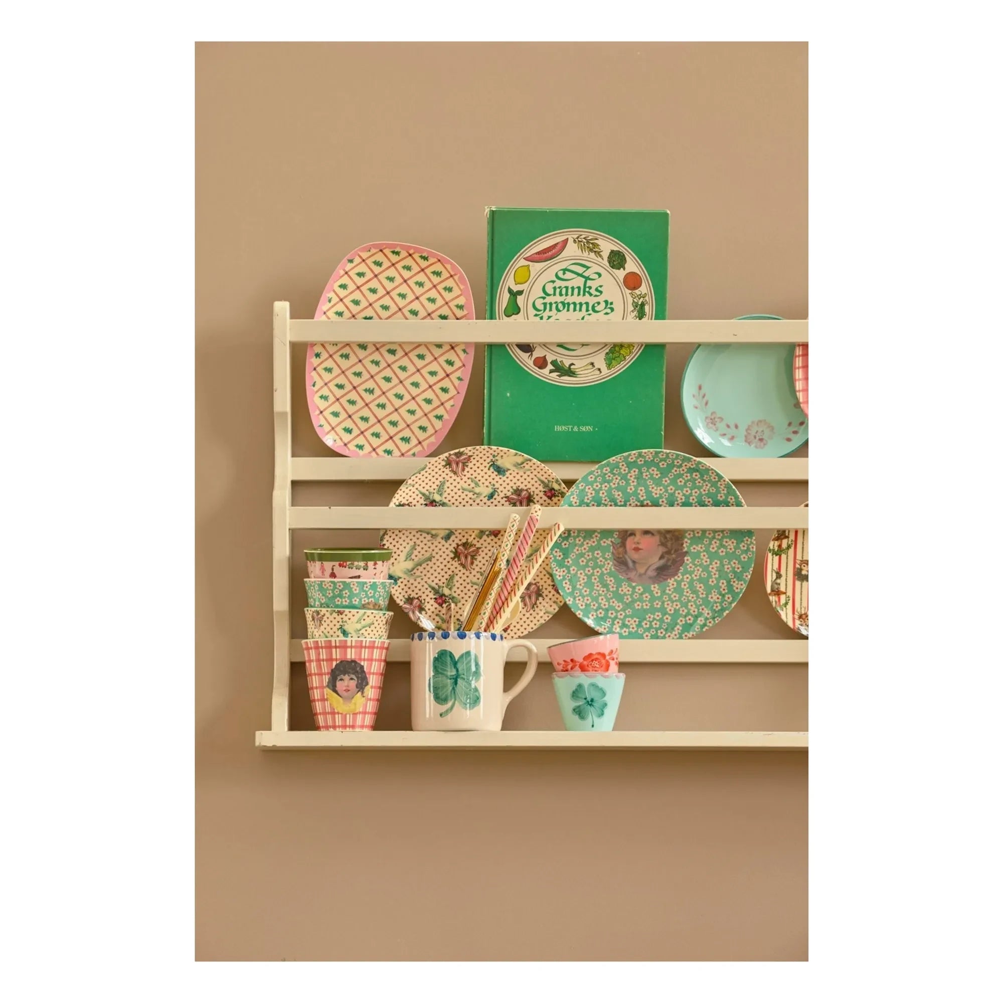 Rice - Rechteckiger Melaminteller Firs | Creme