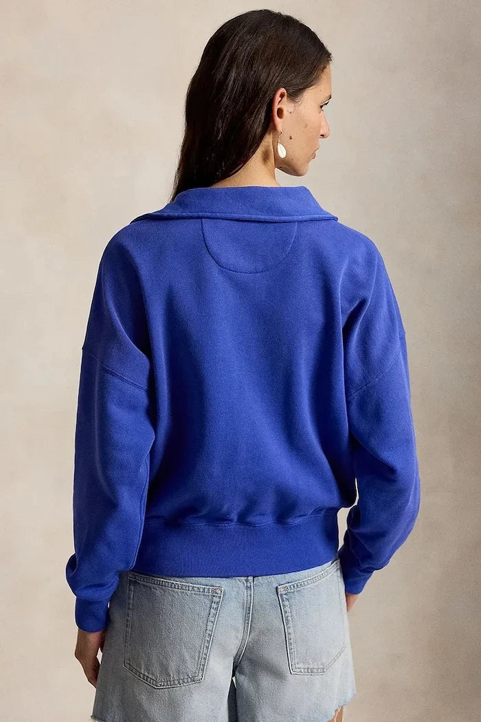 Polo Ralph Lauren Damen Baumwoll-Sweatshirt mit kurzem Reißverschluss