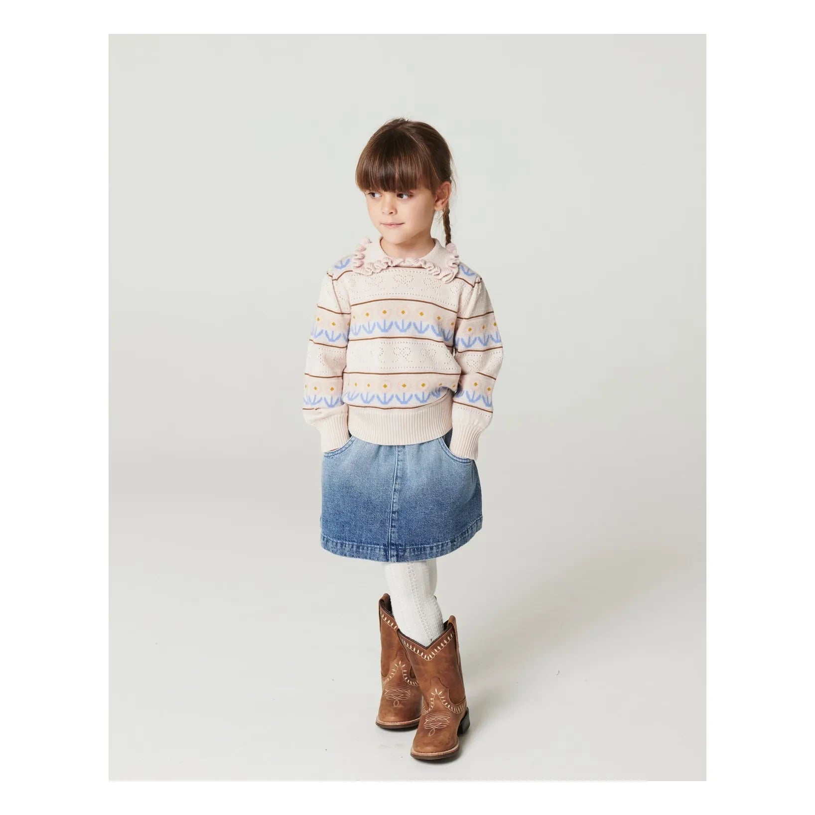Copenhagen Colors - Denim-Rock mit Blockdruck aus Bio-Baumwolle | Mavi