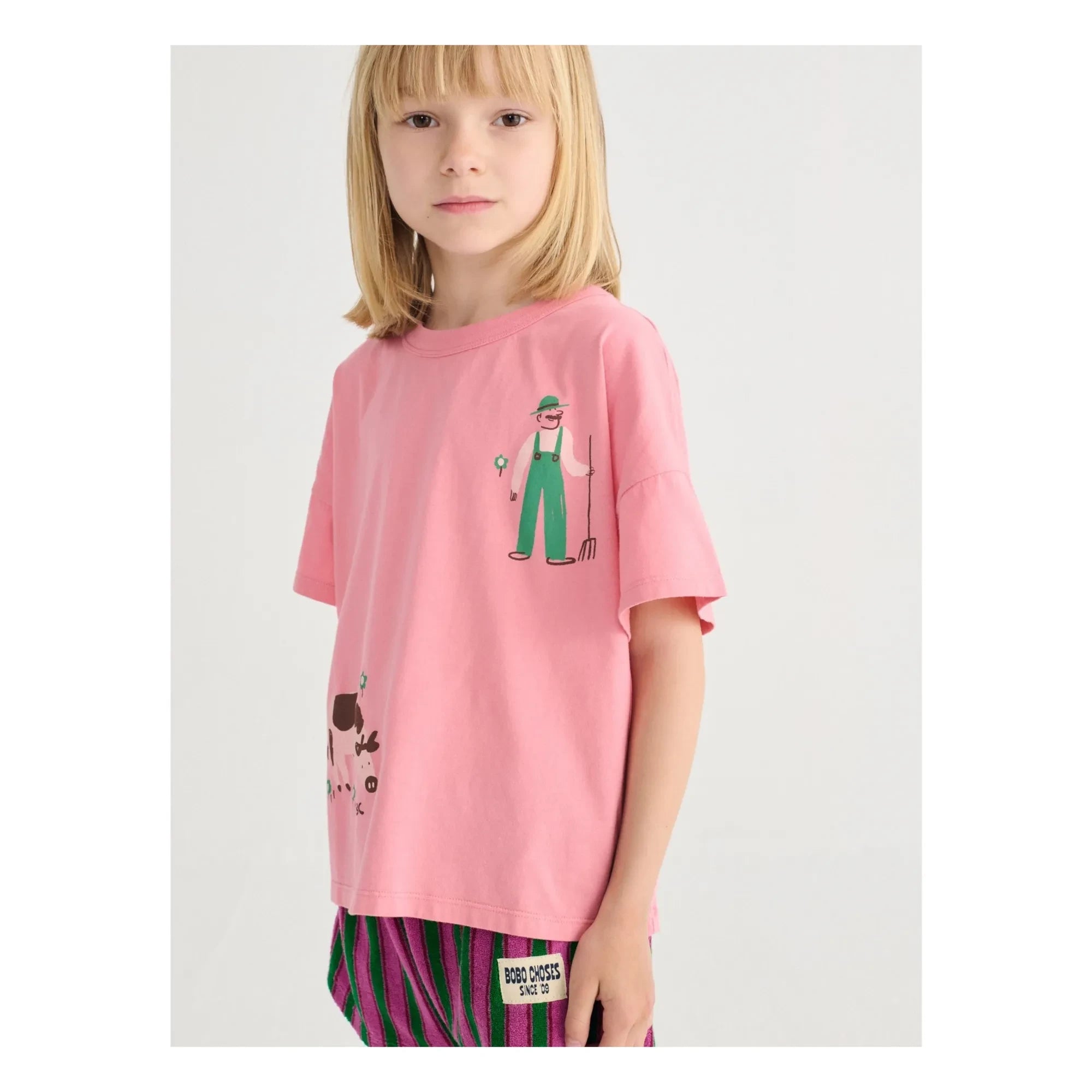 Bobo Choses - Farm T-shirt Organik pamuk | Pembe