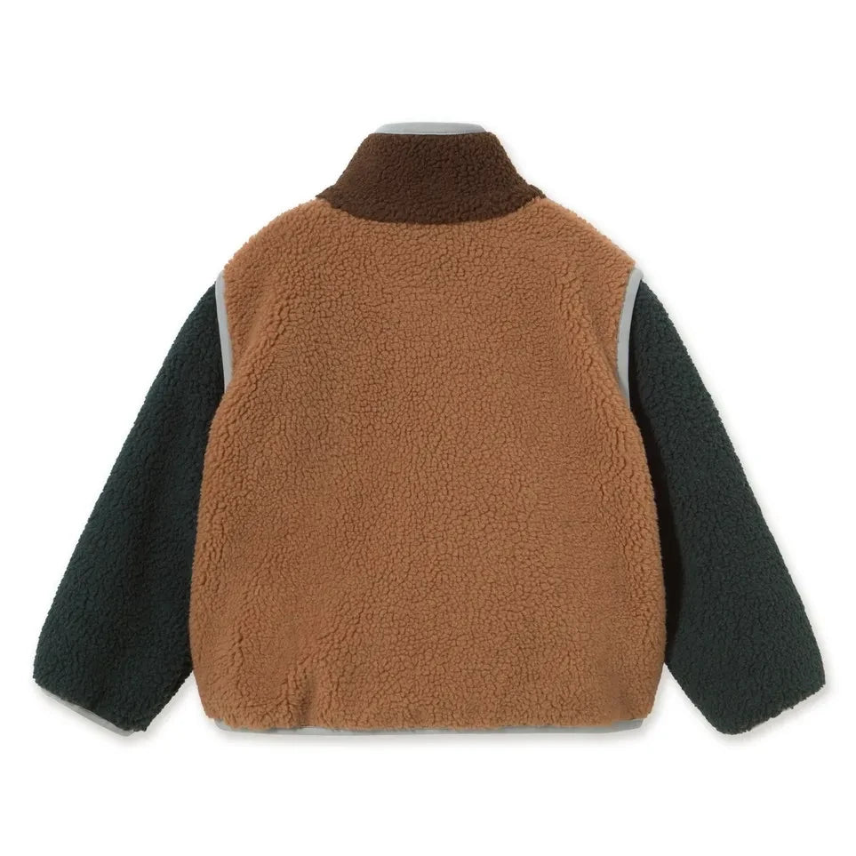 Tinycottons – Sherpa-Jacke mit Farbblock-Design | Braun