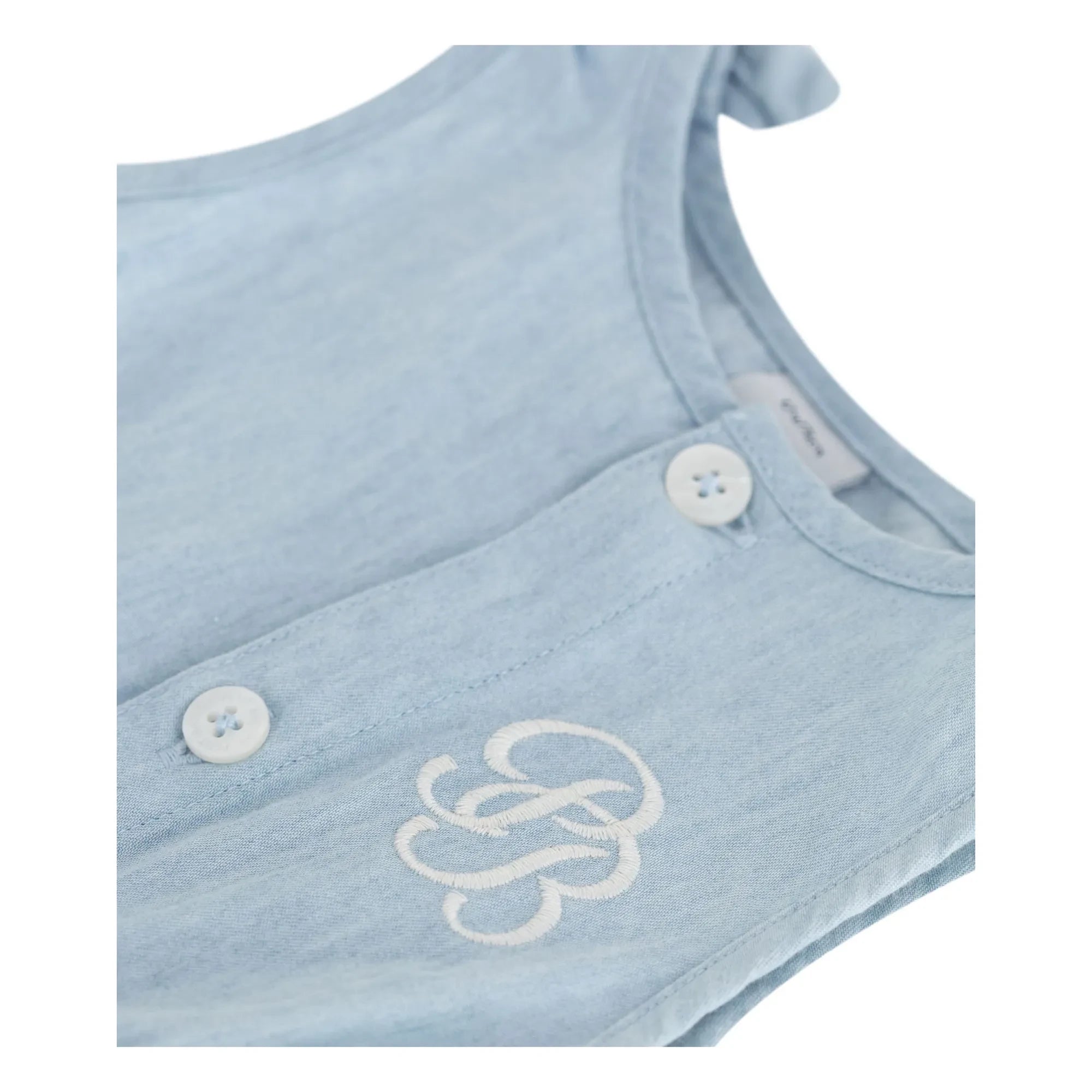 Petit Bateau - Mavi Chambray Bağlamalı Tulum