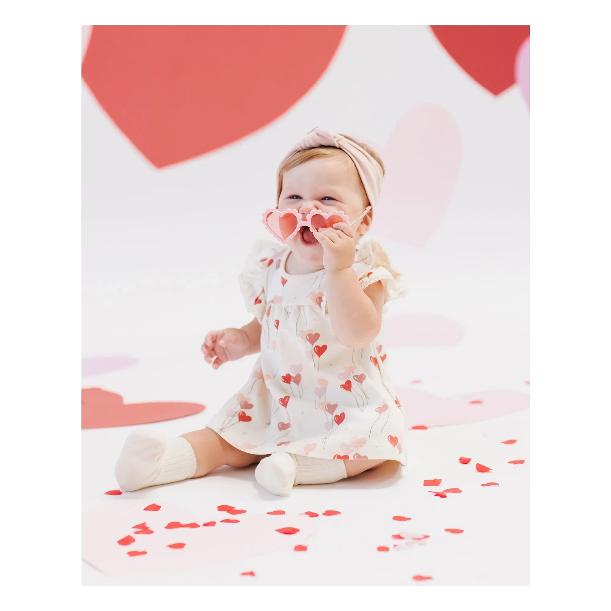 Quincy Mae - Kleid mit Herzmuster | Elfenbein