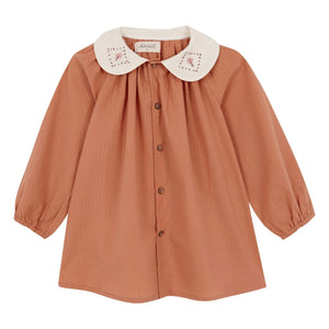 birinit - Bluse mit Claudine-Kragen Dessert Bio-Baumwolle | Russet