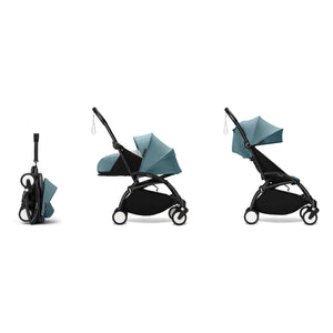 Stokke® - YOYO³ Kinderwagen komplett 0+ und 6+ Schwarzgestell | Aqua