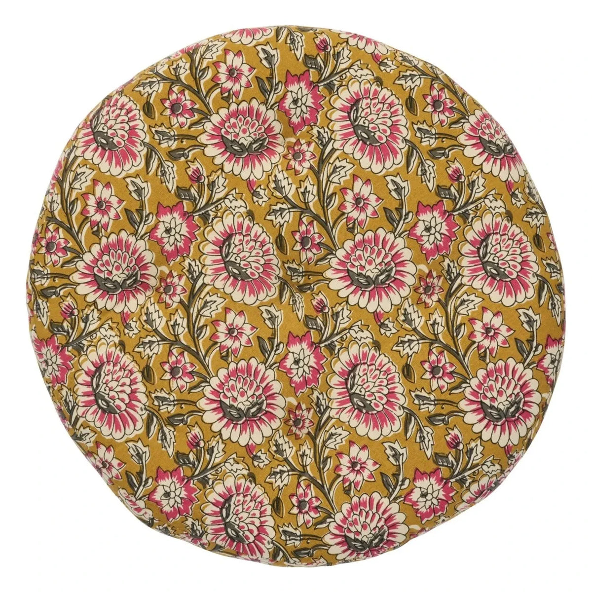 Madam Stoltz - Stuhlhusse aus Baumwolle mit Blumenmuster | Senffarben