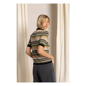 Smallable Woman - Selma gestreiftes Poloshirt | Eisbraun
