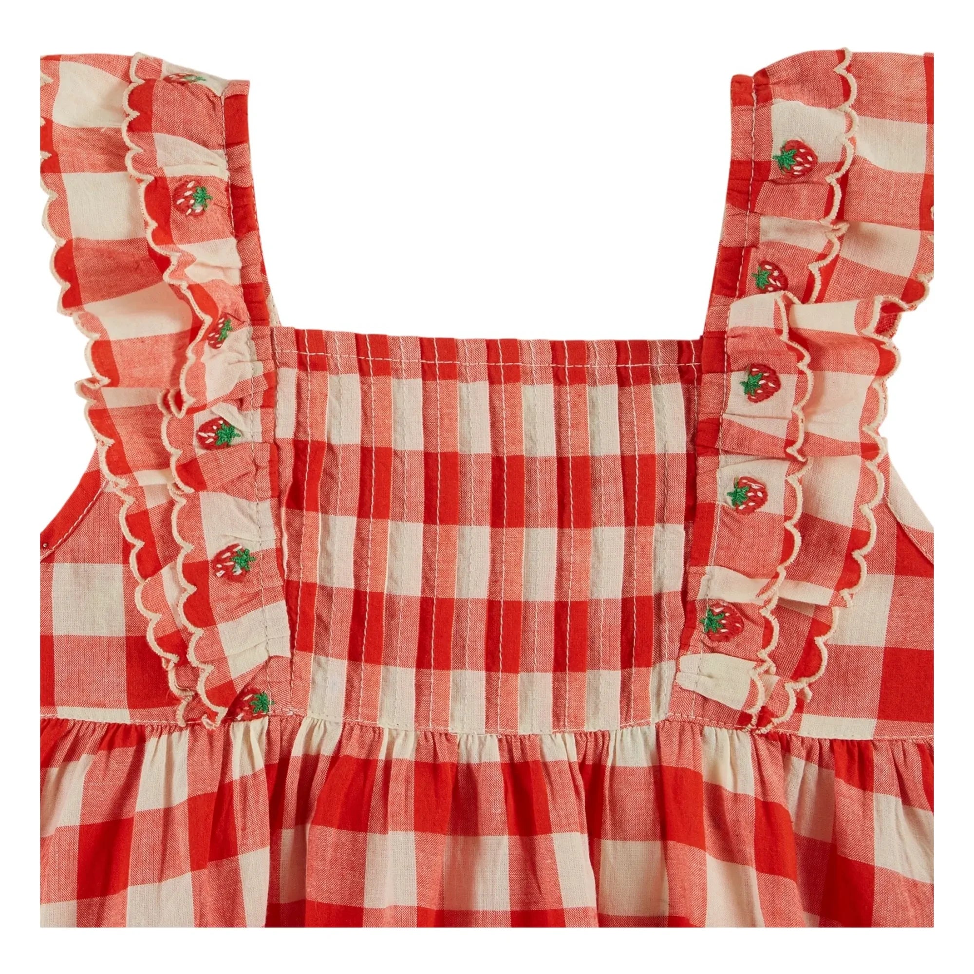 Emile et Ida - Karo-besticktes Kleid aus Bio-Baumwolle | Rot