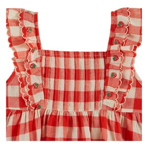 Emile et Ida - Karo-besticktes Kleid aus Bio-Baumwolle | Rot