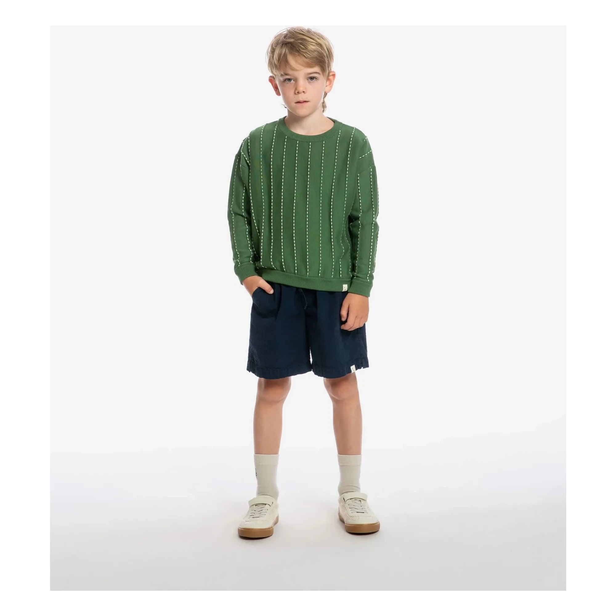 Matona - Gestreifter Bio-Baumwoll-Pullover | Grün