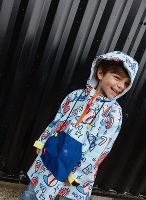 Hello Hossy - Regenponcho für Baseballspiele | Blau
