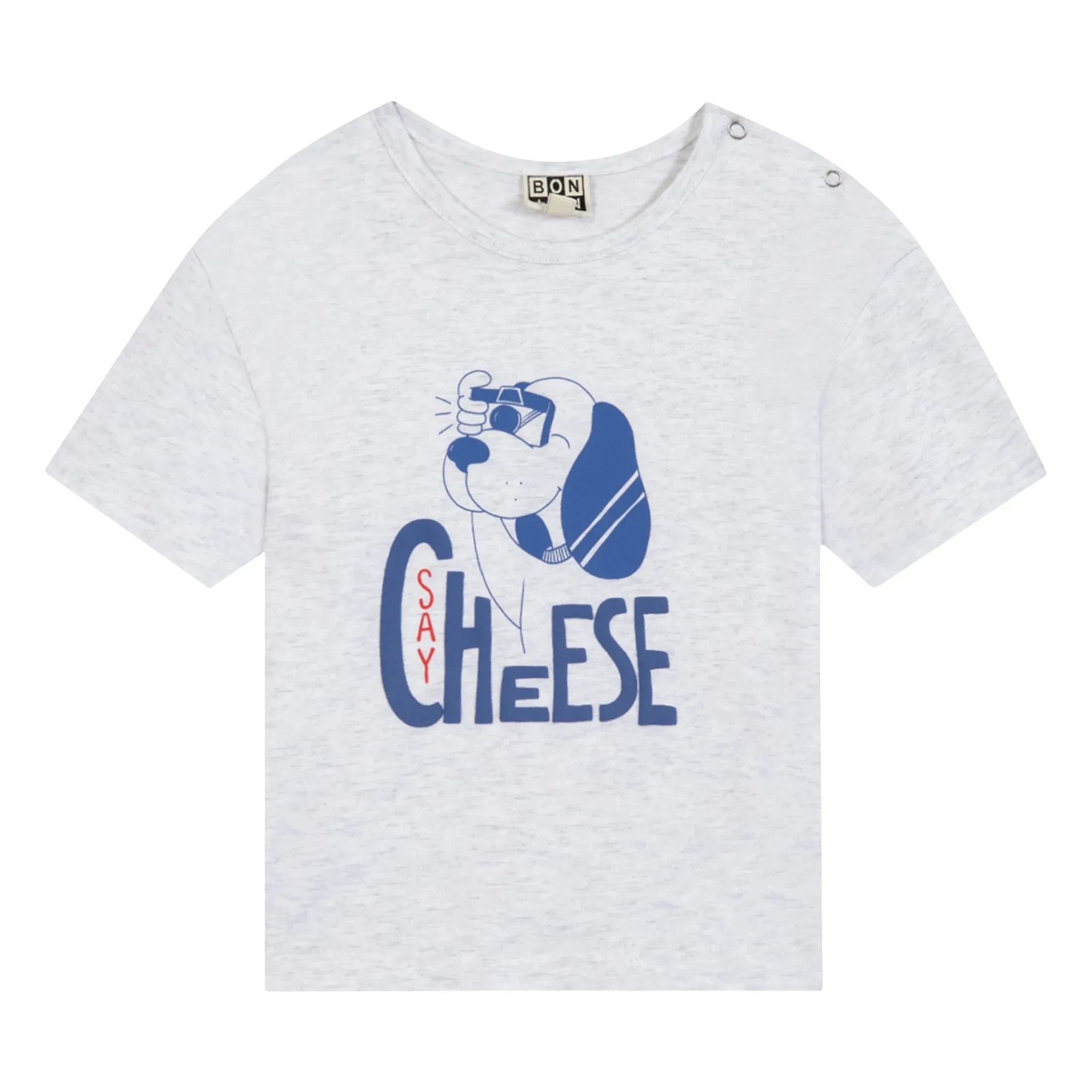 Bonton - Livo Say Cheese Gepunktetes T-Shirt | Grau