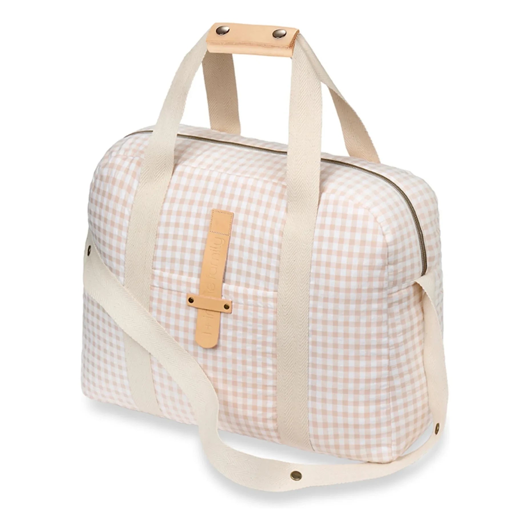 1+ in the family - Vichy Wickeltasche | Beige-Rosa