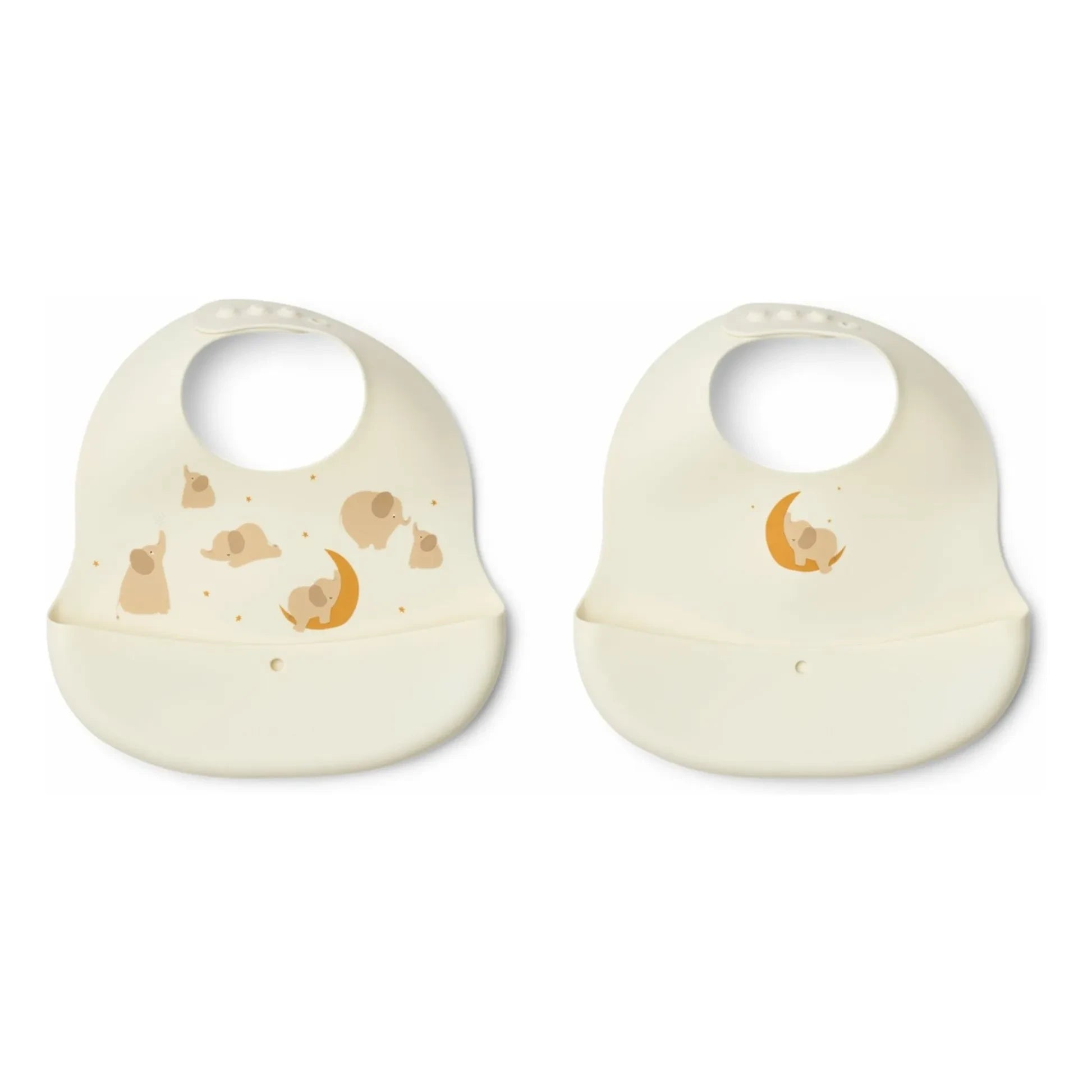 Liewood - Ember Silikon-Lätzchen - 2er Set | Elephant/Creme de la creme